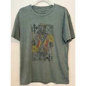 Bear King Card Short Sleeve Graphic T-Shirt Lucky Brand Medium Venice Burnout